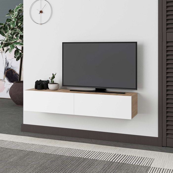 Hanah Home Francy 135 Soporte de TV Roble zafiro y blanco